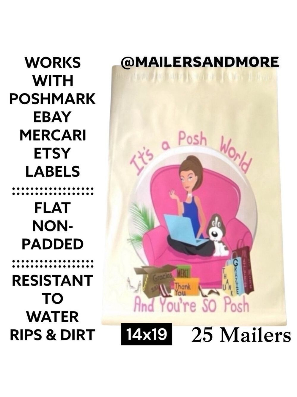 25 14X19 Posh World Poly Mailers PRICE IS FIRM - Picture 2 of 12